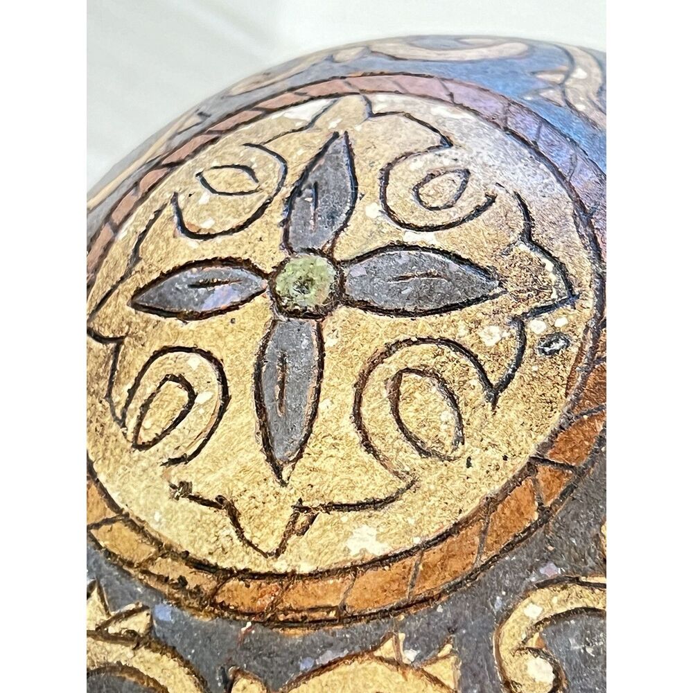 Vintage Antique Ceremonial Decor Pottery Ceramic Ball Asia Middle East 4.5” Dia